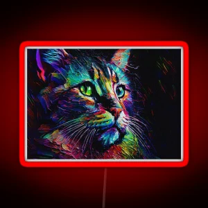 Cat Unique Style Design Cat Colorful Creativity Cat Bright Colors RGB Neon Sign