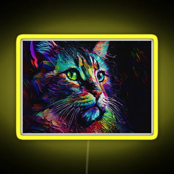 Cat Unique Style Design Cat Colorful Creativity Cat RGB Neon Sign