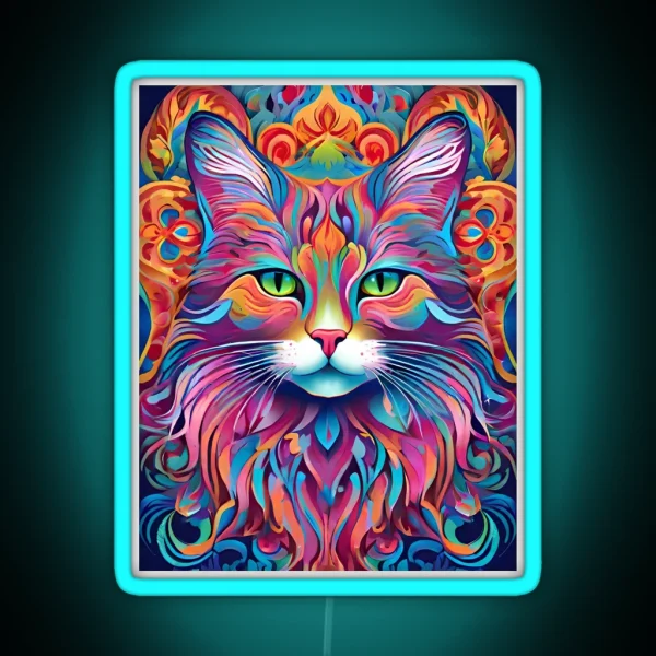 Cat Vector Art RGB Neon Sign