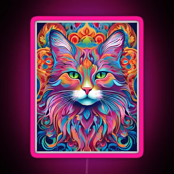 Cat Vector Art RGB Neon Sign