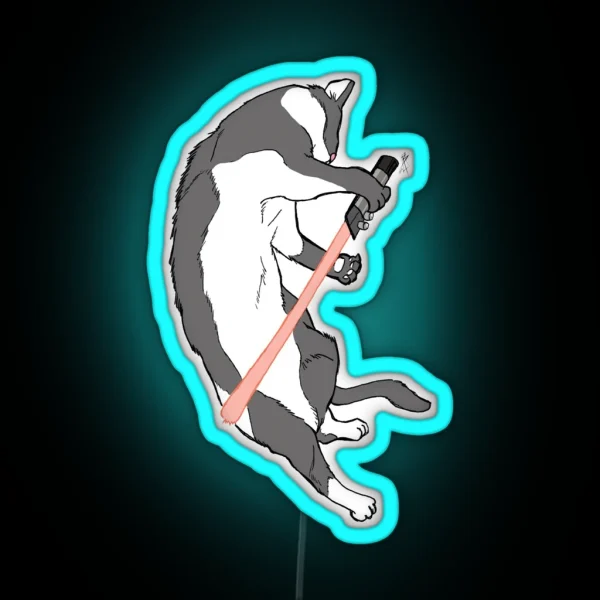 CAT WARS Red Saber Cat RGB Neon Sign