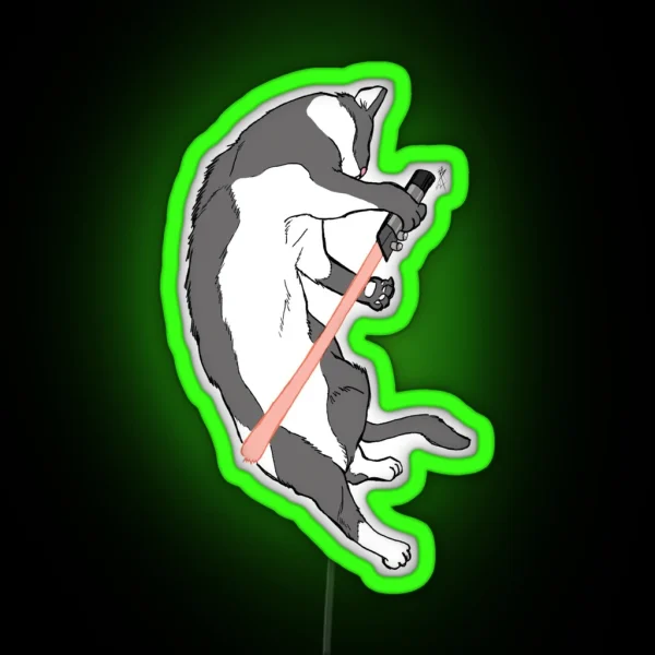 CAT WARS Red Saber Cat RGB Neon Sign