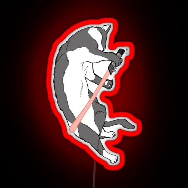 CAT WARS Red Saber Cat RGB Neon Sign