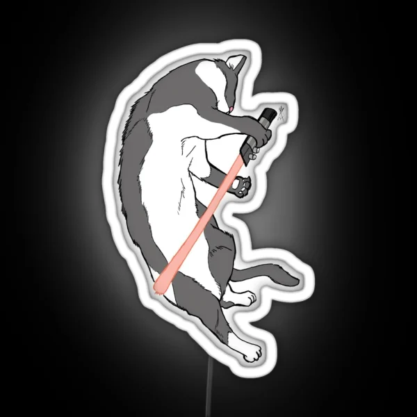CAT WARS Red Saber Cat RGB Neon Sign