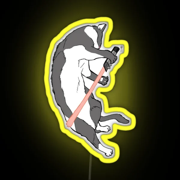 CAT WARS Red Saber Cat RGB Neon Sign