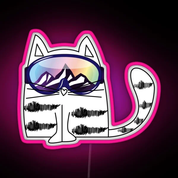 Cat Wearing Ski Goggles RGB Neon Sign