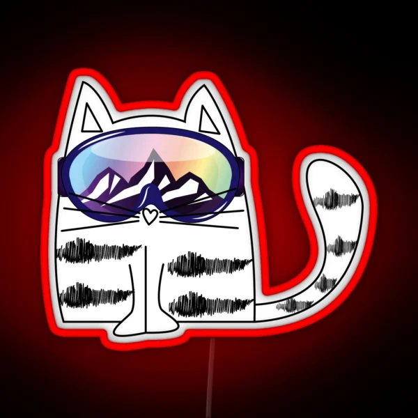 Cat Wearing Ski Goggles RGB Neon Sign