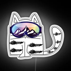 Cat Wearing Ski Goggles RGB Neon Sign