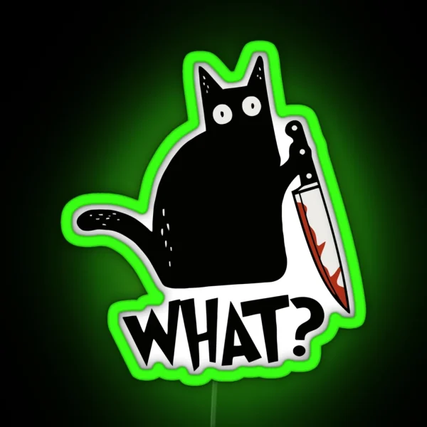 Cat What Murderous Black Cat With Knife Gift Premium Led RGB Neon Sign
