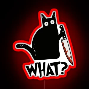 Cat What Murderous Black Cat With Knife Gift Premium Led RGB Neon Sign