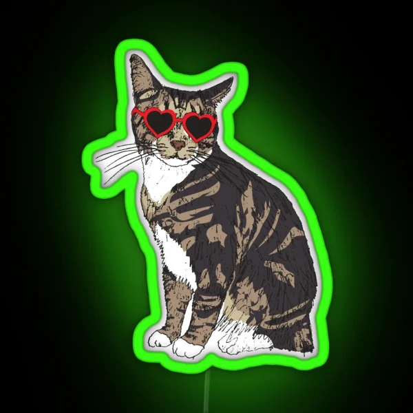 Cat With Heart Glasses RGB Neon Sign