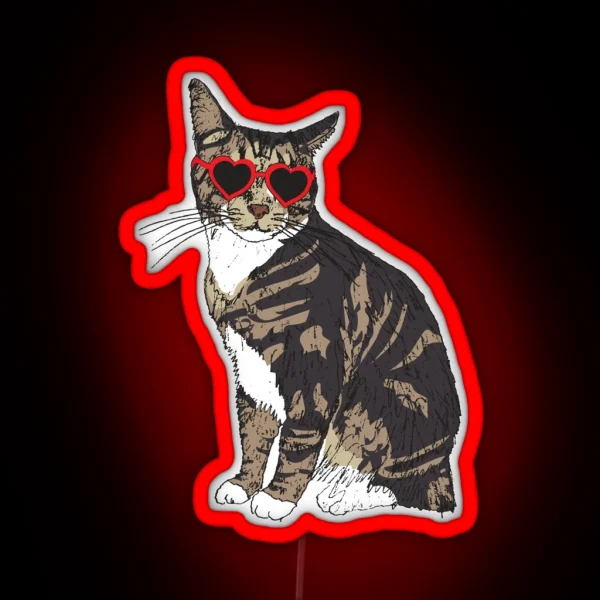 Cat With Heart Glasses RGB Neon Sign