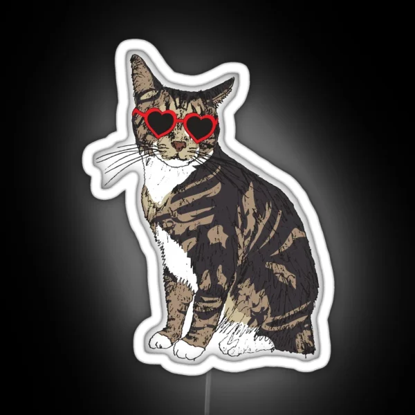 Cat With Heart Glasses RGB Neon Sign