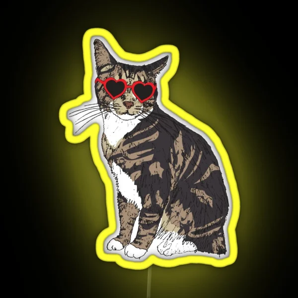 Cat With Heart Glasses RGB Neon Sign
