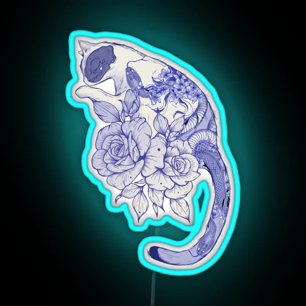 Cat With Snake Tattoo RGB Neon Sign