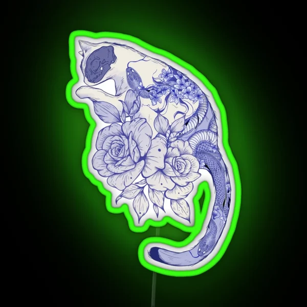Cat With Snake Tattoo RGB Neon Sign