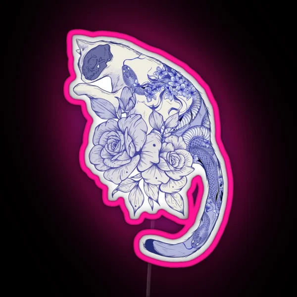 Cat With Snake Tattoo RGB Neon Sign