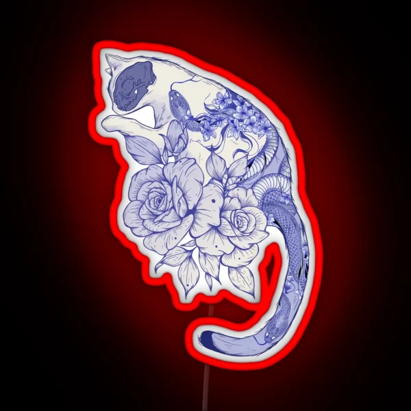 Cat With Snake Tattoo RGB Neon Sign
