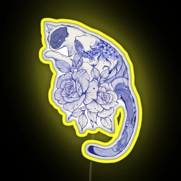 Cat With Snake Tattoo RGB Neon Sign