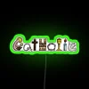Vibrant Neon Catholic Sign with Customizable RGB LED Lighting Colors