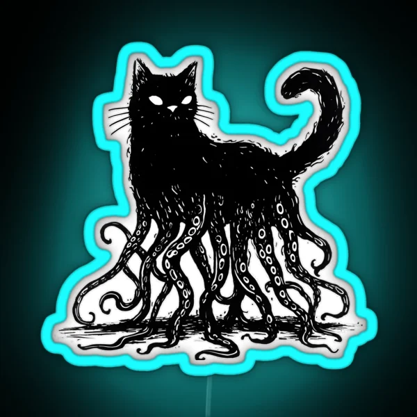 Cathulhu The Feline That Lurks In The Shadows RGB Neon Sign