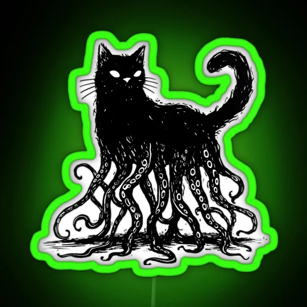 Cathulhu The Feline That Lurks In The Shadows RGB Neon Sign