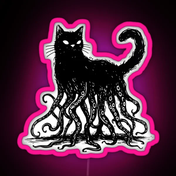 Cathulhu The Feline That Lurks In The Shadows RGB Neon Sign