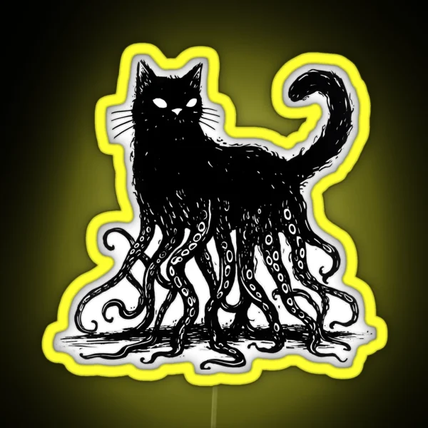 Cathulhu The Feline That Lurks In The Shadows RGB Neon Sign