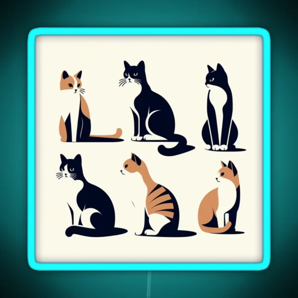 Cats Abstract Minimal Art RGB Neon Sign