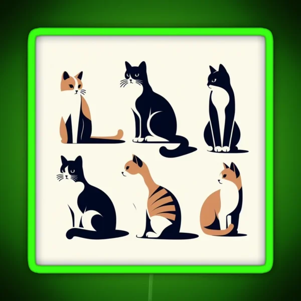 Cats Abstract Minimal Art RGB Neon Sign