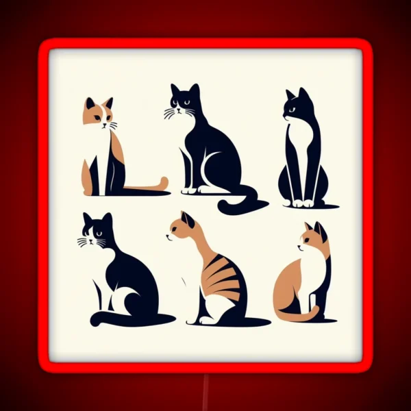 Cats Abstract Minimal Art RGB Neon Sign