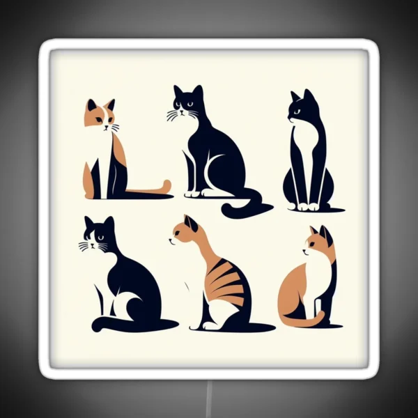 Cats Abstract Minimal Art RGB Neon Sign
