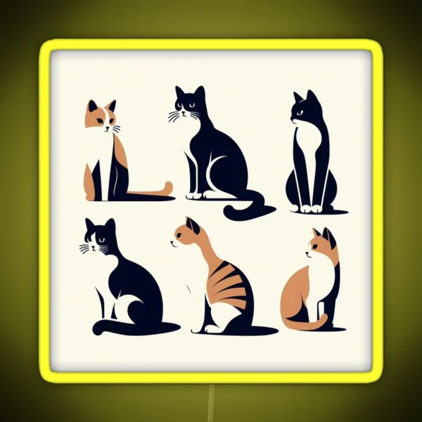 Cats Abstract Minimal Art RGB Neon Sign