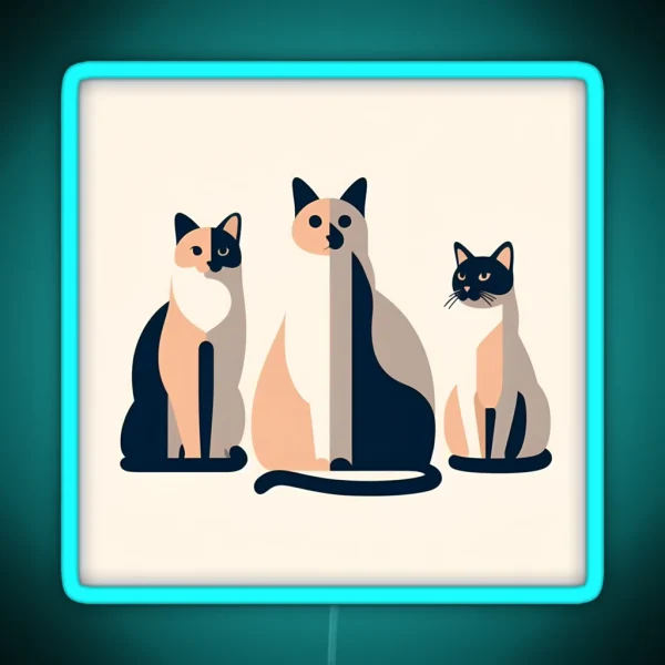 Cats Abstract Minimal Art RGB Neon Sign