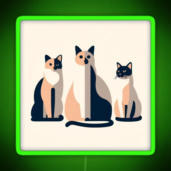 Cats Abstract Minimal Art RGB Neon Sign