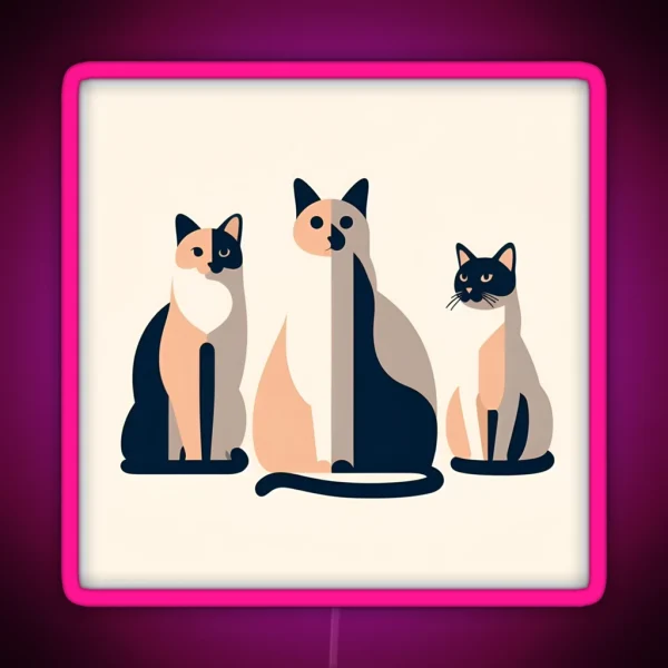 Cats Abstract Minimal Art RGB Neon Sign
