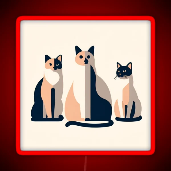 Cats Abstract Minimal Art RGB Neon Sign