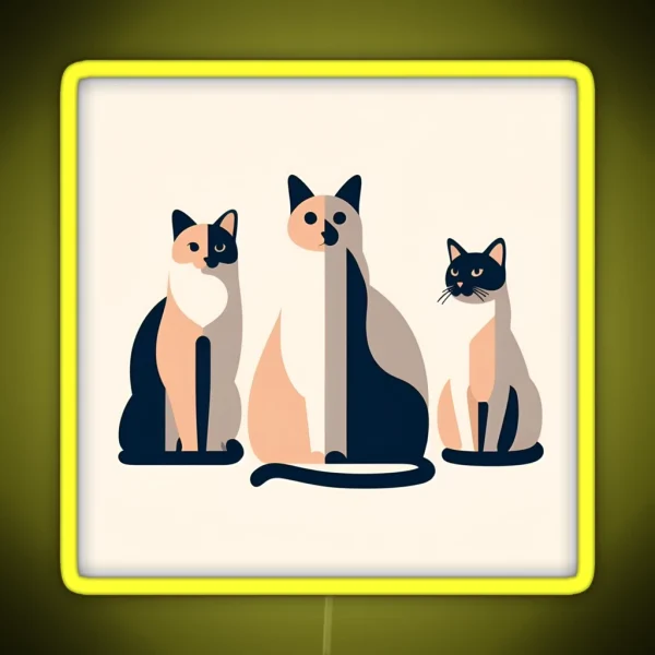 Cats Abstract Minimal Art RGB Neon Sign