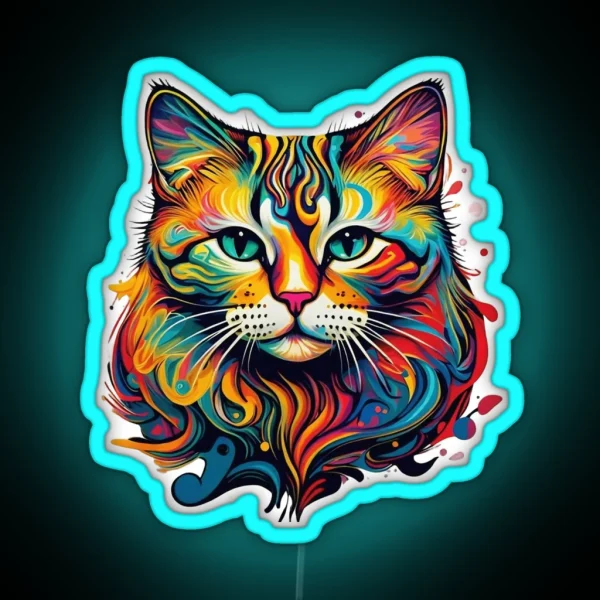 Cats And Creativity Tee RGB Neon Sign