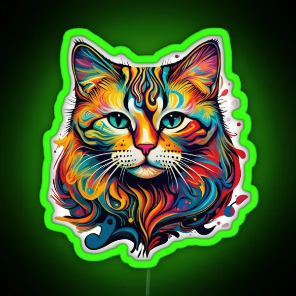 Cats And Creativity Tee RGB Neon Sign