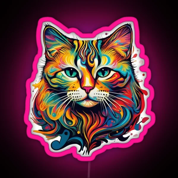 Cats And Creativity Tee RGB Neon Sign
