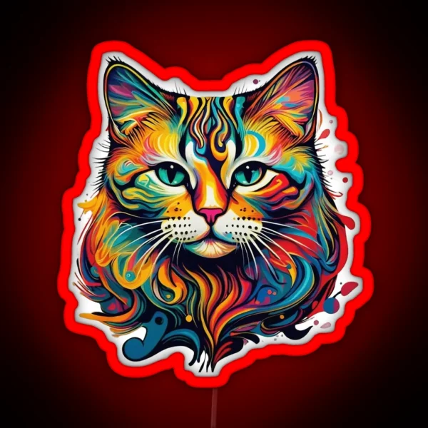 Cats And Creativity Tee RGB Neon Sign