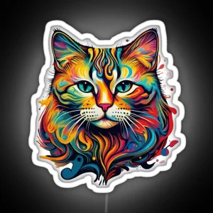 Cats And Creativity Tee RGB Neon Sign