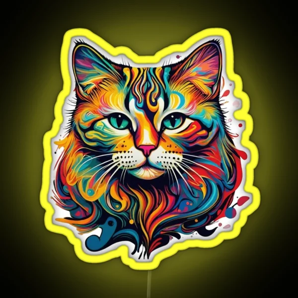 Cats And Creativity Tee RGB Neon Sign