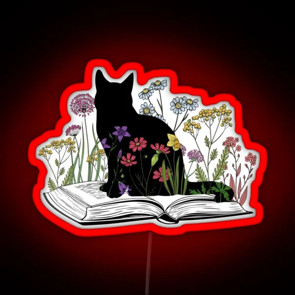 Cats Flowers And Books RGB Neon Sign
