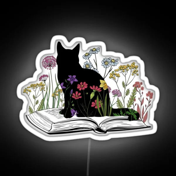 Cats Flowers And Books RGB Neon Sign
