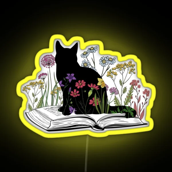 Cats Flowers And Books RGB Neon Sign