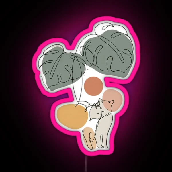 Cats Minimal Illustration RGB Neon Sign