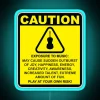 RGB Neon Warning Sign with Musical Cello Player Instrument Theme