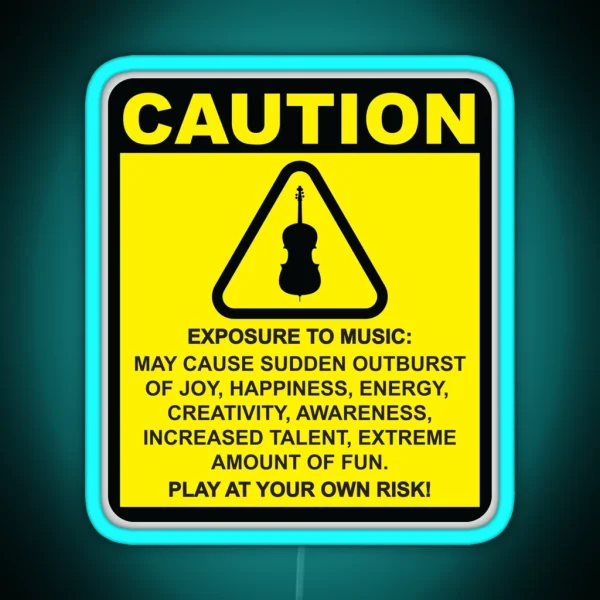 Caution Cello Cellist Gift Idea Cello Player RGB Neon Sign